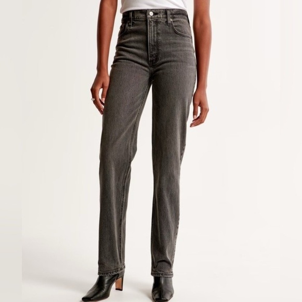 Abercrombie 90s Straight Jeans Women's 27 4R Ultra High Rise Gray NWT